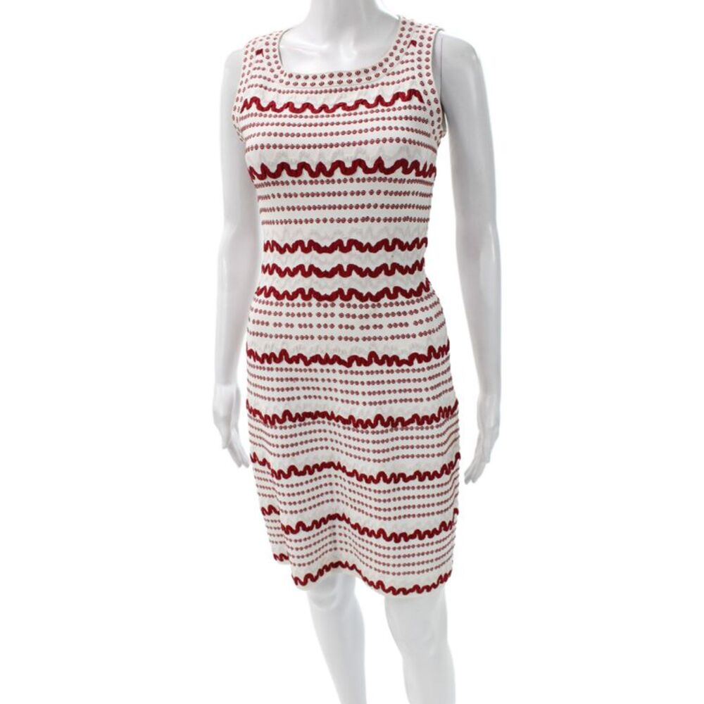 Alaia Womens Sheath Dress Red Scoop Neck Knee Length Sleeveless Size 40